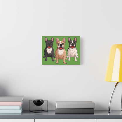 French Bulldog Trio Canvas Wall Art|Eco-Friendly - Limited