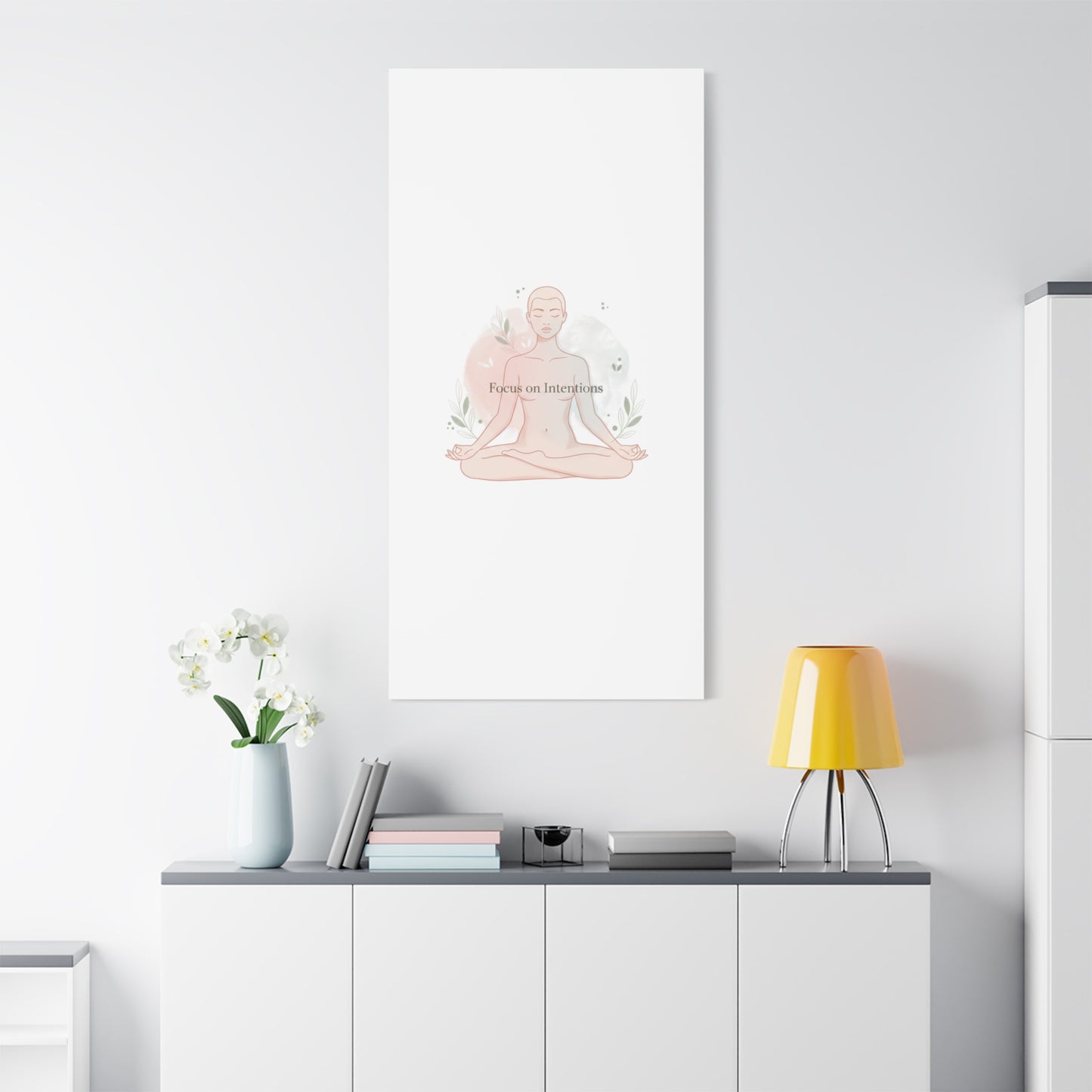 Focus on Intentions Canvas | Gentle Wellness Wall Art, Pastel Gradient Meditation Print