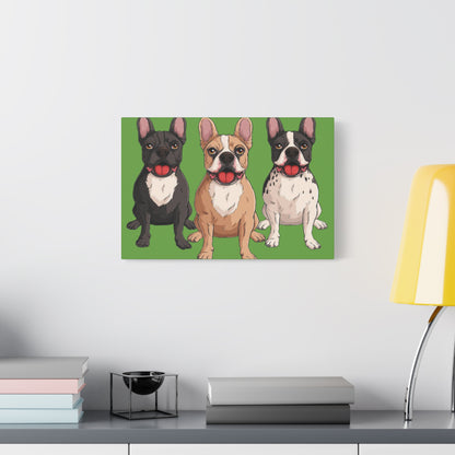 French Bulldog Trio Canvas Wall Art|Eco-Friendly - Limited