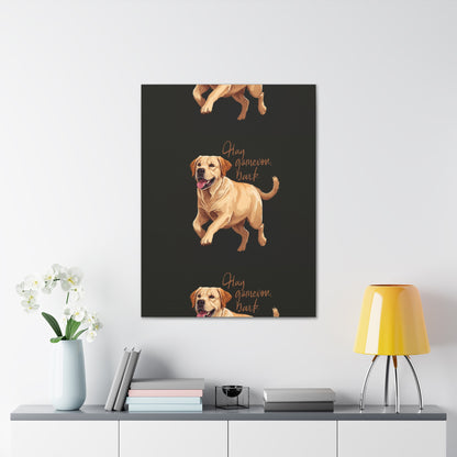 Happy Gamelon Bark Dog Canvas Wall Art | Eco-Limited