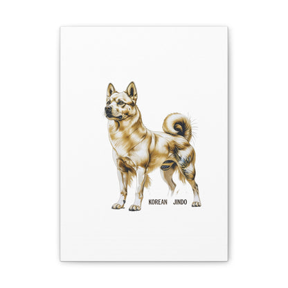Korean Jindo Dog Illustration Canvas Wall Art | Eco - Limited