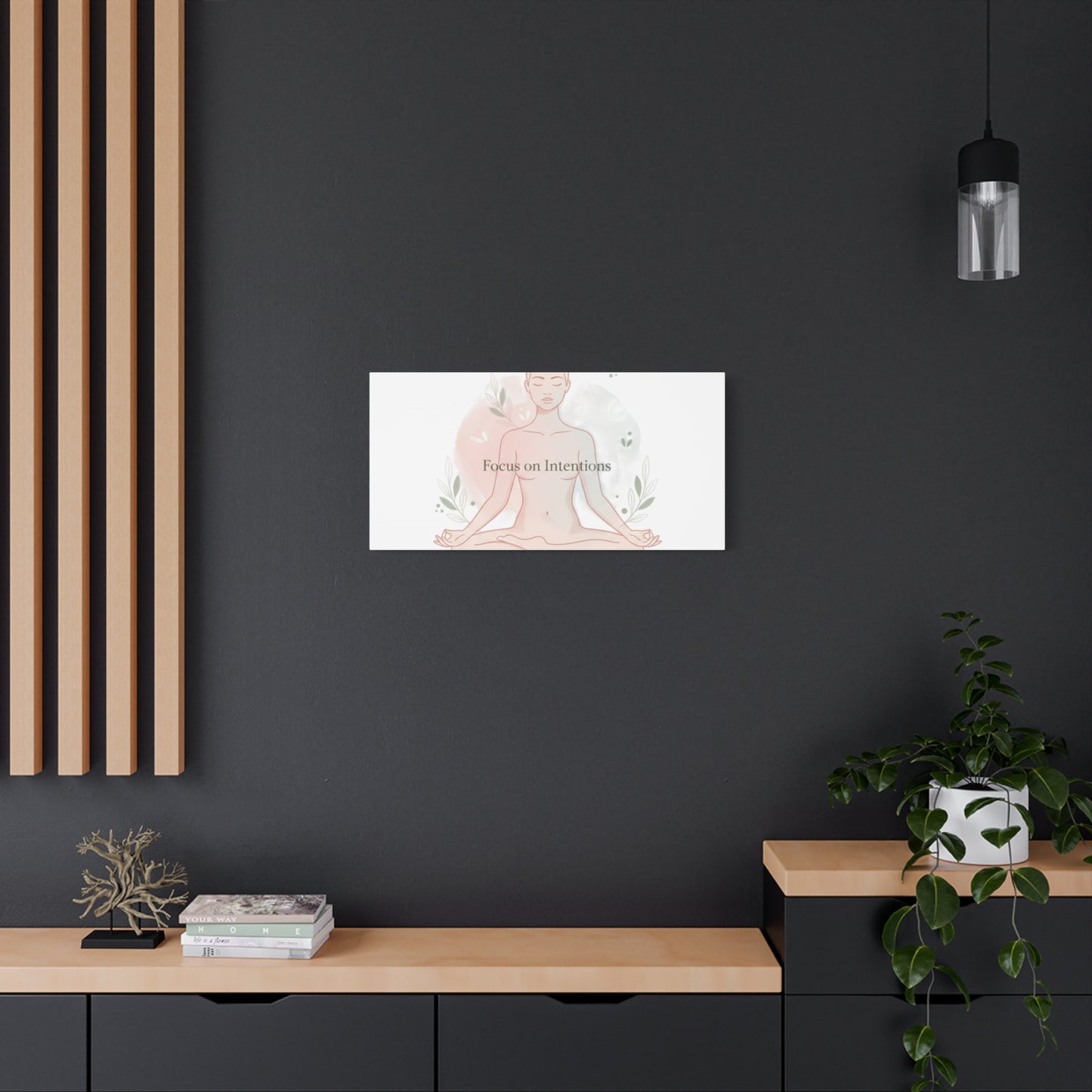 Focus on Intentions Canvas | Gentle Wellness Wall Art, Pastel Gradient Meditation Print