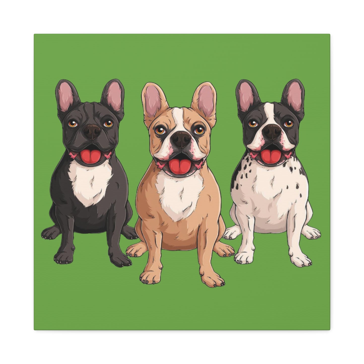 French Bulldog Trio Canvas Wall Art|Eco-Friendly - Limited
