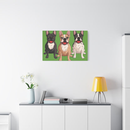 French Bulldog Trio Canvas Wall Art|Eco-Friendly - Limited