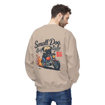 Small Dog Big Attitude Biker Pug Sweatshirt | Eco-Limited