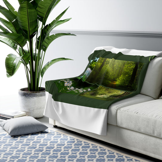 Forest Collage Sherpa Fleece Blanket