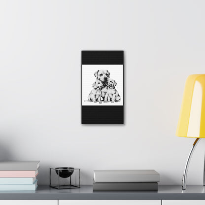 Mother and Puppies Black and White Canvas Wall Art | Eco Limited