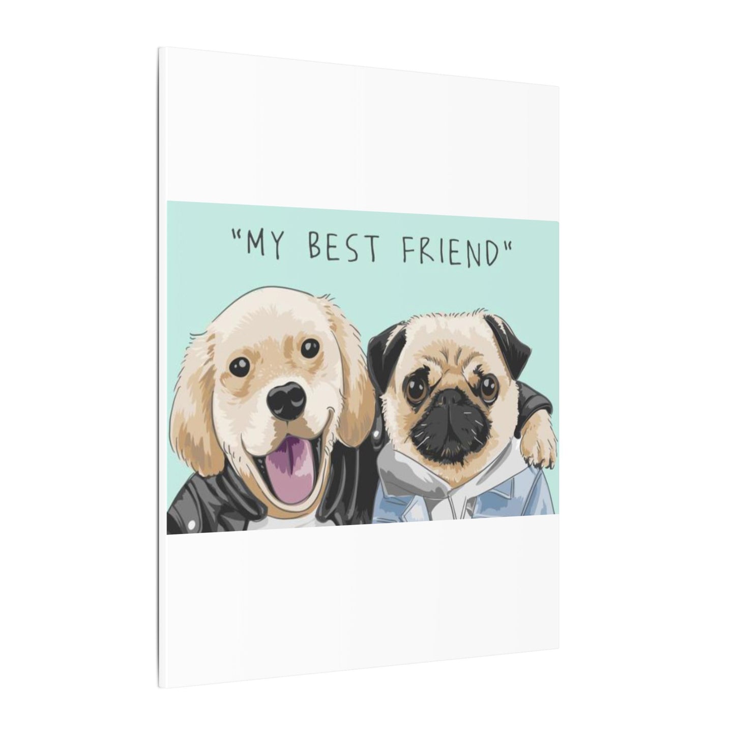 Cute Pug & Puppy Matte Stretched Print