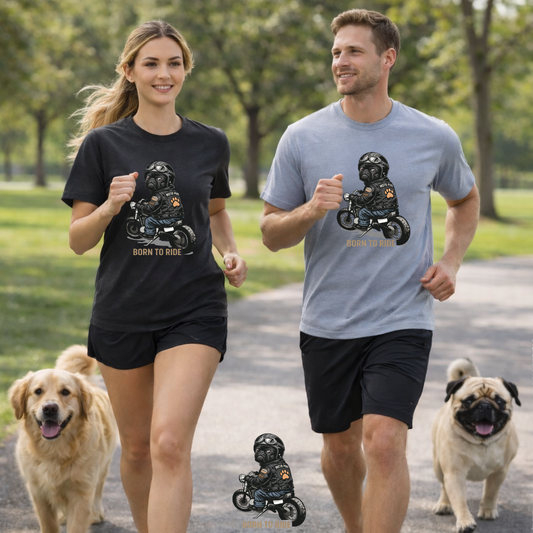 Moto Pug Born To Ride T-Shirt | Eco-Limited