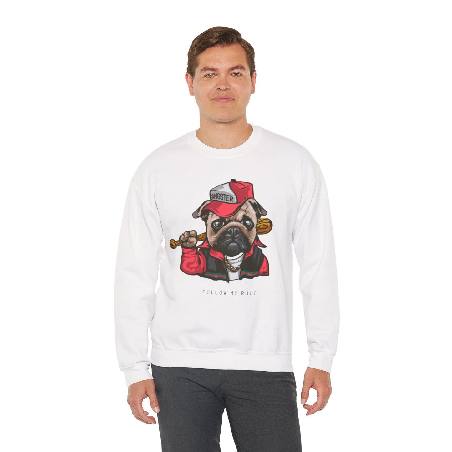 Gangster Pug Graphic Sweater | Eco-Limited