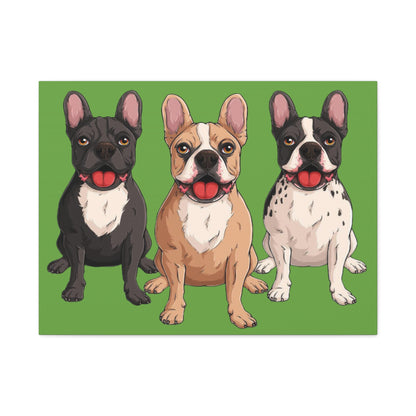 French Bulldog Trio Canvas Wall Art|Eco-Friendly - Limited