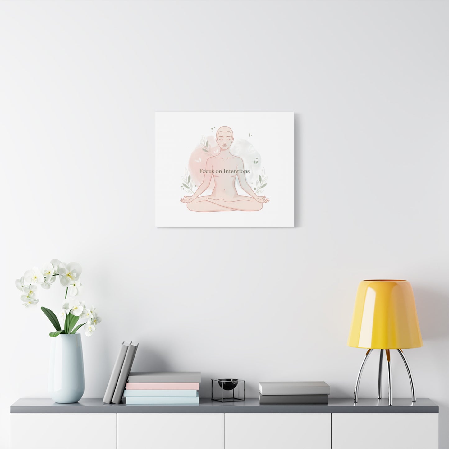 Focus on Intentions Canvas | Gentle Wellness Wall Art, Pastel Gradient Meditation Print