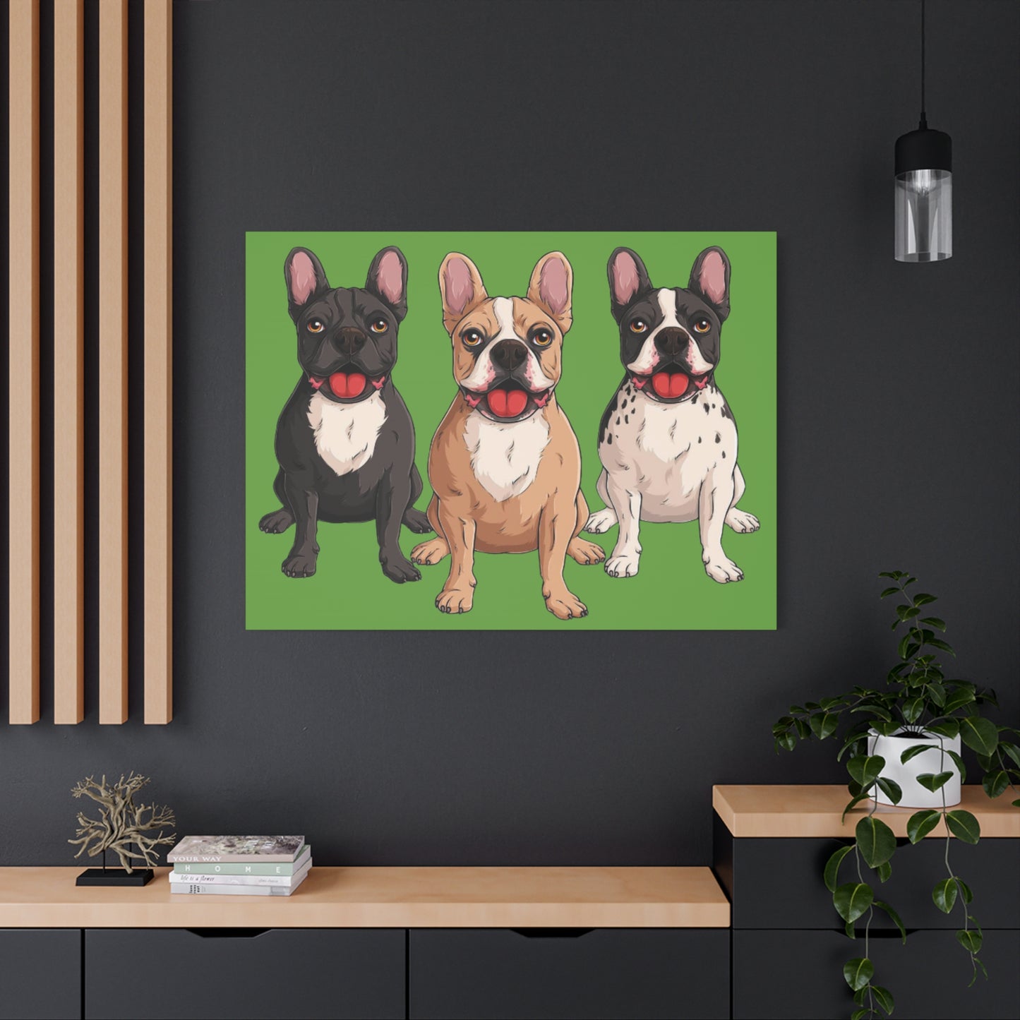 French Bulldog Trio Canvas Wall Art|Eco-Friendly - Limited