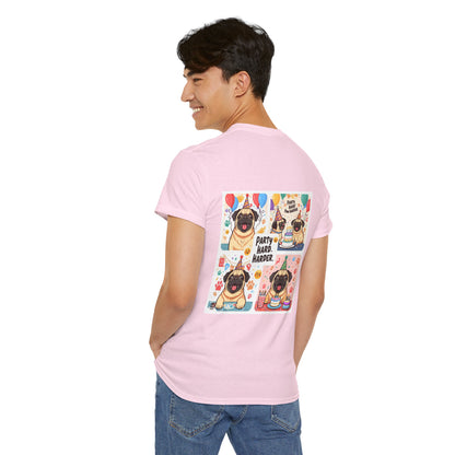 Pug Birthday Party Hard T-Shirt | Eco-Limited