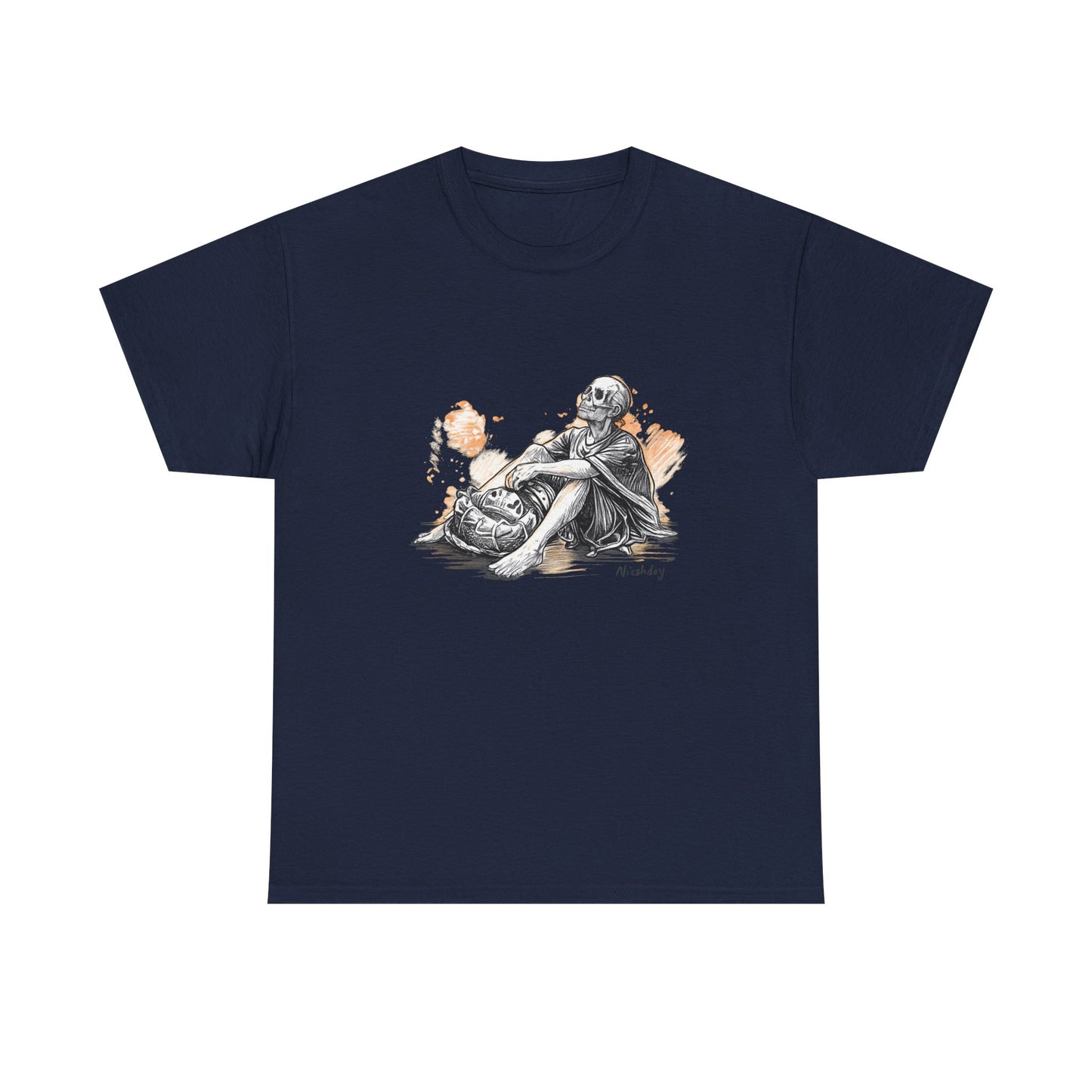 Skeleton Contemplation Sketch T-Shirt | Eco-Limited