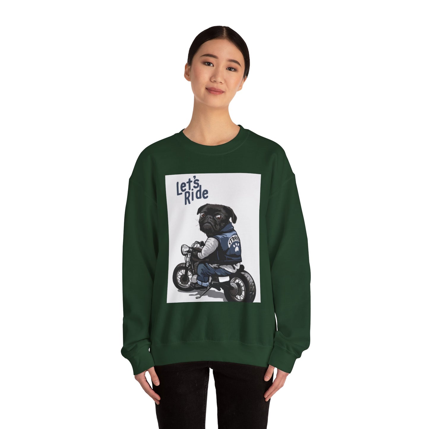 Let’s Ride Biker Pug Graphic Sweatshirt | Eco-Limited