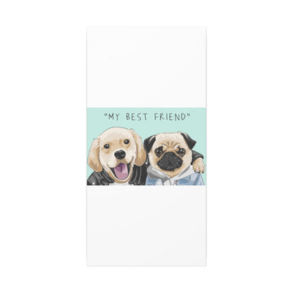 Cute Pug & Puppy Matte Stretched Print
