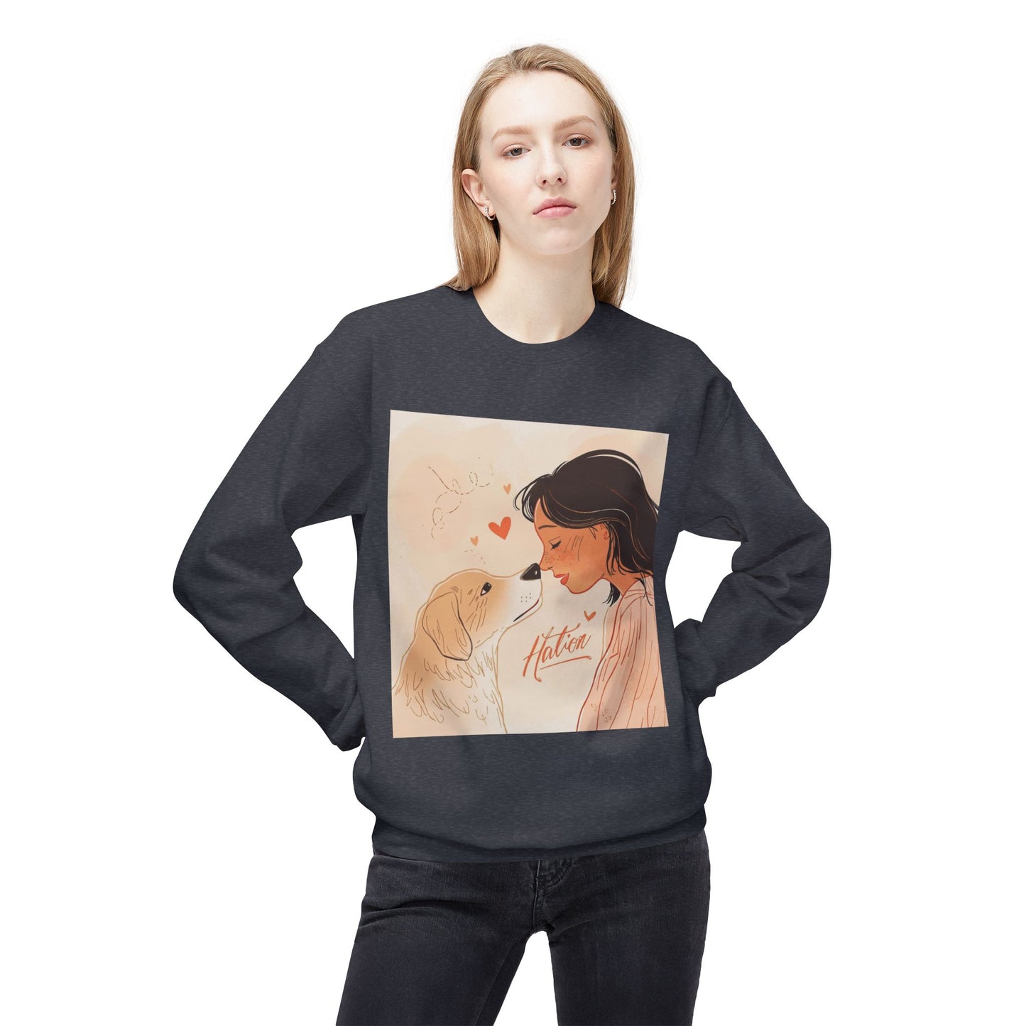 Heartfelt Dog Love Illustration Crewneck | Eco-Friendly - Limited