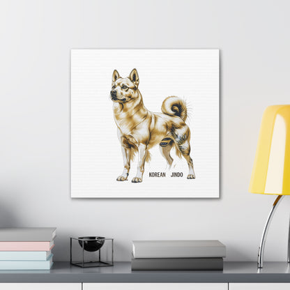 Korean Jindo Dog Illustration Canvas Wall Art | Eco - Limited