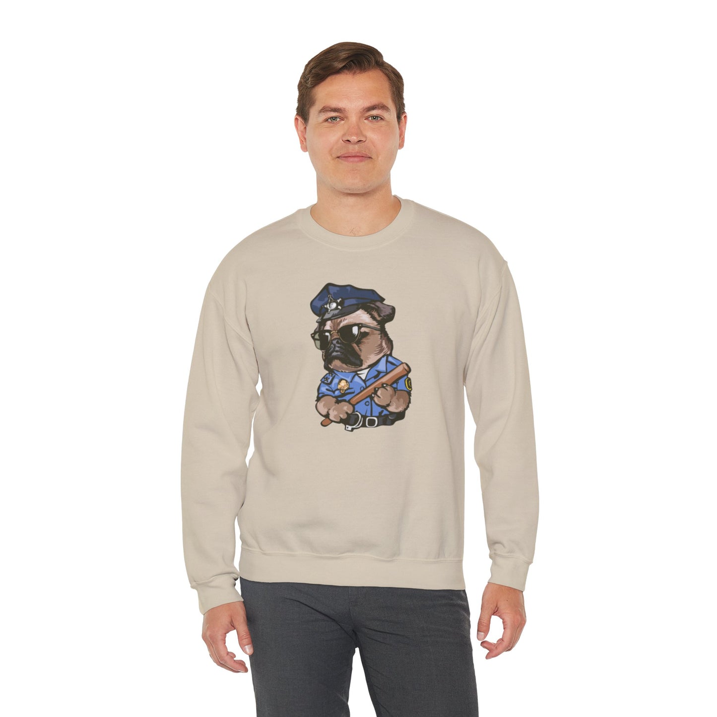 Police Pug Graphic Crewneck Sweatshirt|Eco-Friendly - Limited