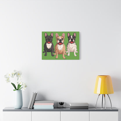 French Bulldog Trio Canvas Wall Art|Eco-Friendly - Limited
