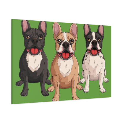French Bulldog Trio Canvas Wall Art|Eco-Friendly - Limited