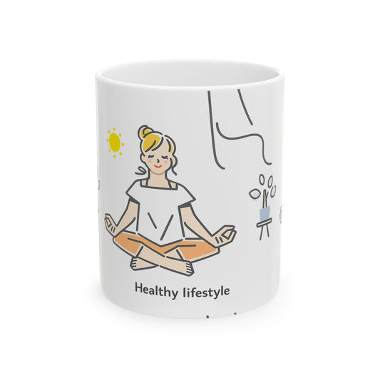 Healthy Lifestyle Illustration Mug | Eco-Limited