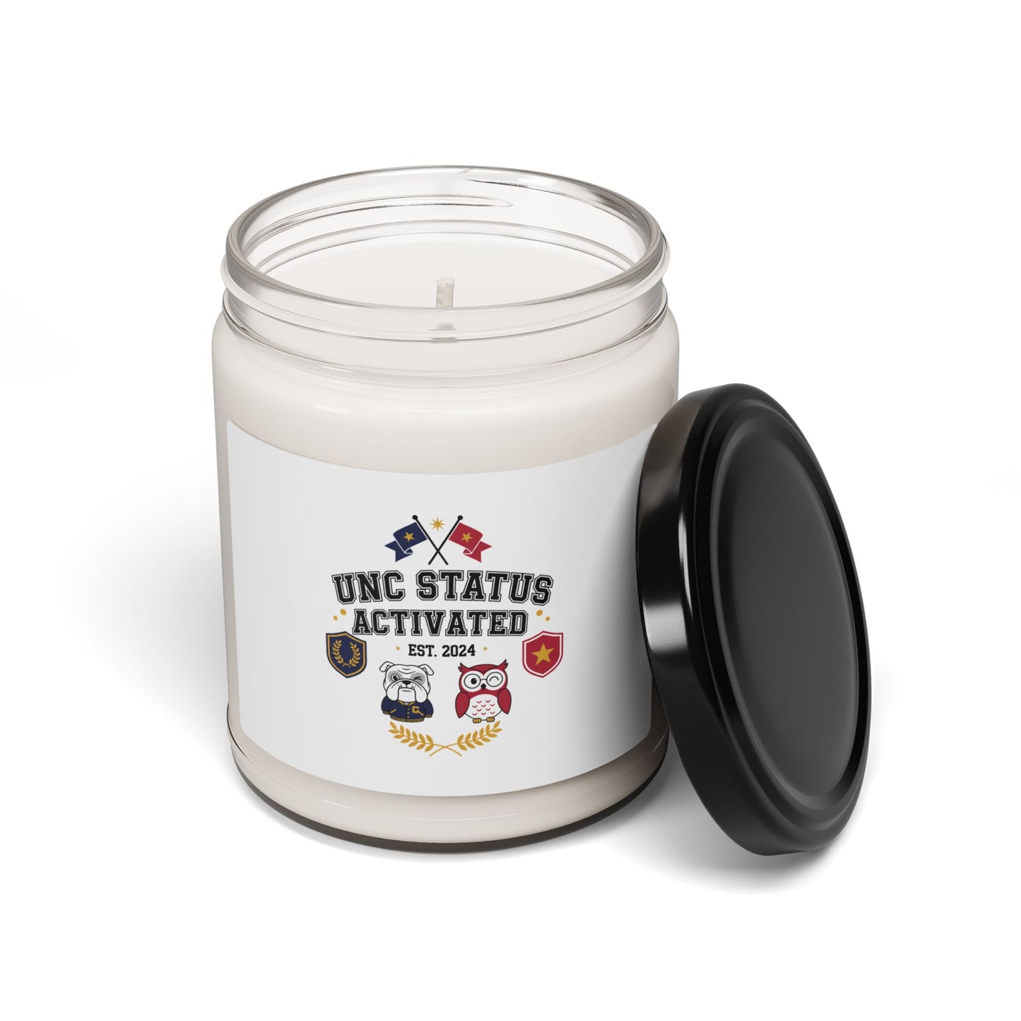 UNC Status Activated Candle | varsity crest, vintage year soy candle
