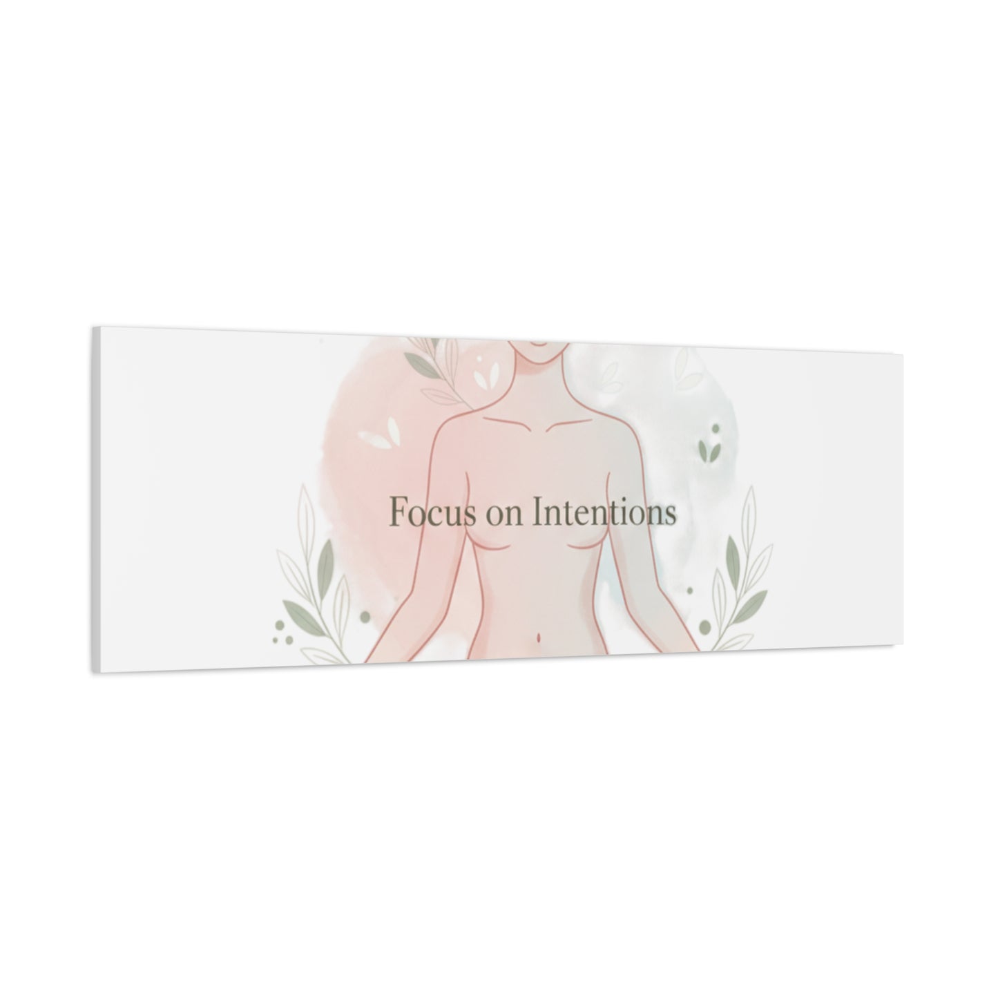 Focus on Intentions Canvas | Gentle Wellness Wall Art, Pastel Gradient Meditation Print