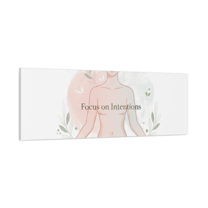 Focus on Intentions Canvas | Gentle Wellness Wall Art, Pastel Gradient Meditation Print