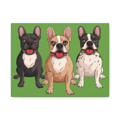 French Bulldog Trio Canvas Wall Art|Eco-Friendly - Limited