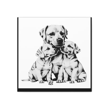 Mother and Puppies Black and White Canvas Wall Art | Eco Limited