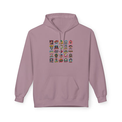 Retro Pop Culture Character Grid Hoodie|Eco-Friendly - Limited