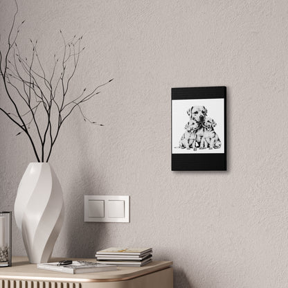 Mother and Puppies Black and White Canvas Wall Art | Eco Limited