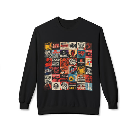 Vintage Rock Poster Collage Sweatshirt | Eco-Limited