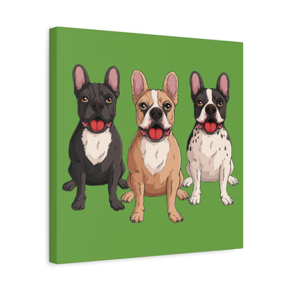 French Bulldog Trio Canvas Wall Art|Eco-Friendly - Limited