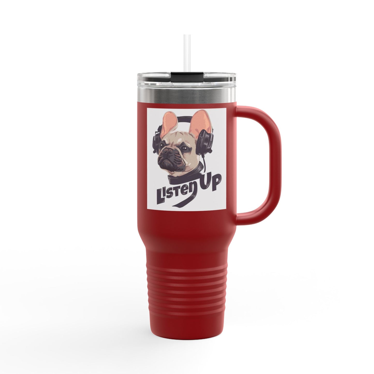 'Listen Up' French Bulldog Headphones Tumbler