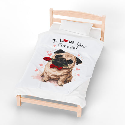 I Love You Forever Pug Blanket | Eco-Limited