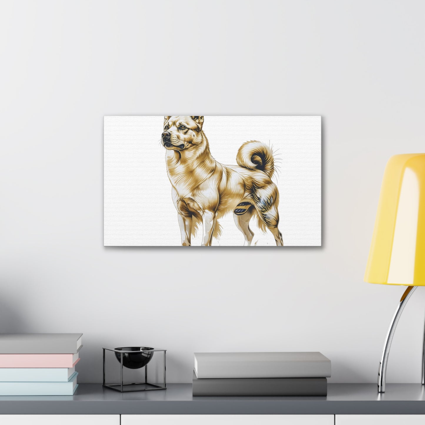 Korean Jindo Dog Illustration Canvas Wall Art | Eco - Limited