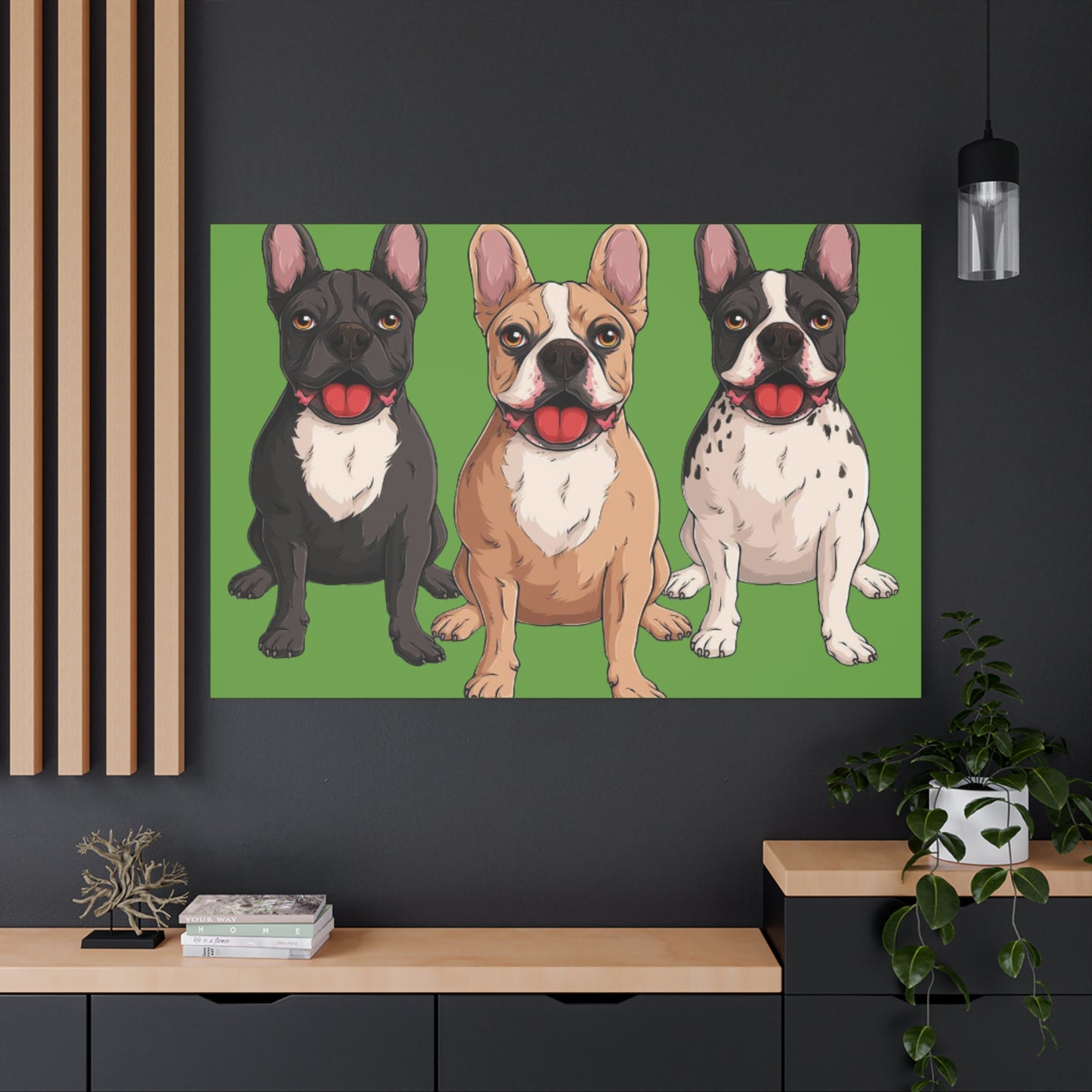 French Bulldog Trio Canvas Wall Art|Eco-Friendly - Limited