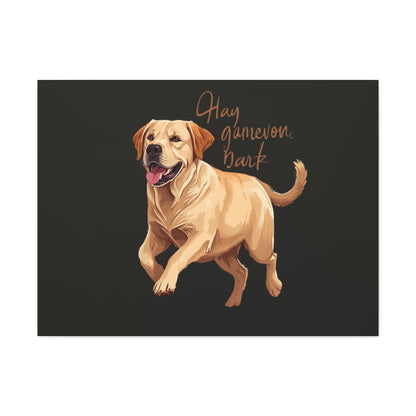 Happy Gamelon Bark Dog Canvas Wall Art | Eco-Limited