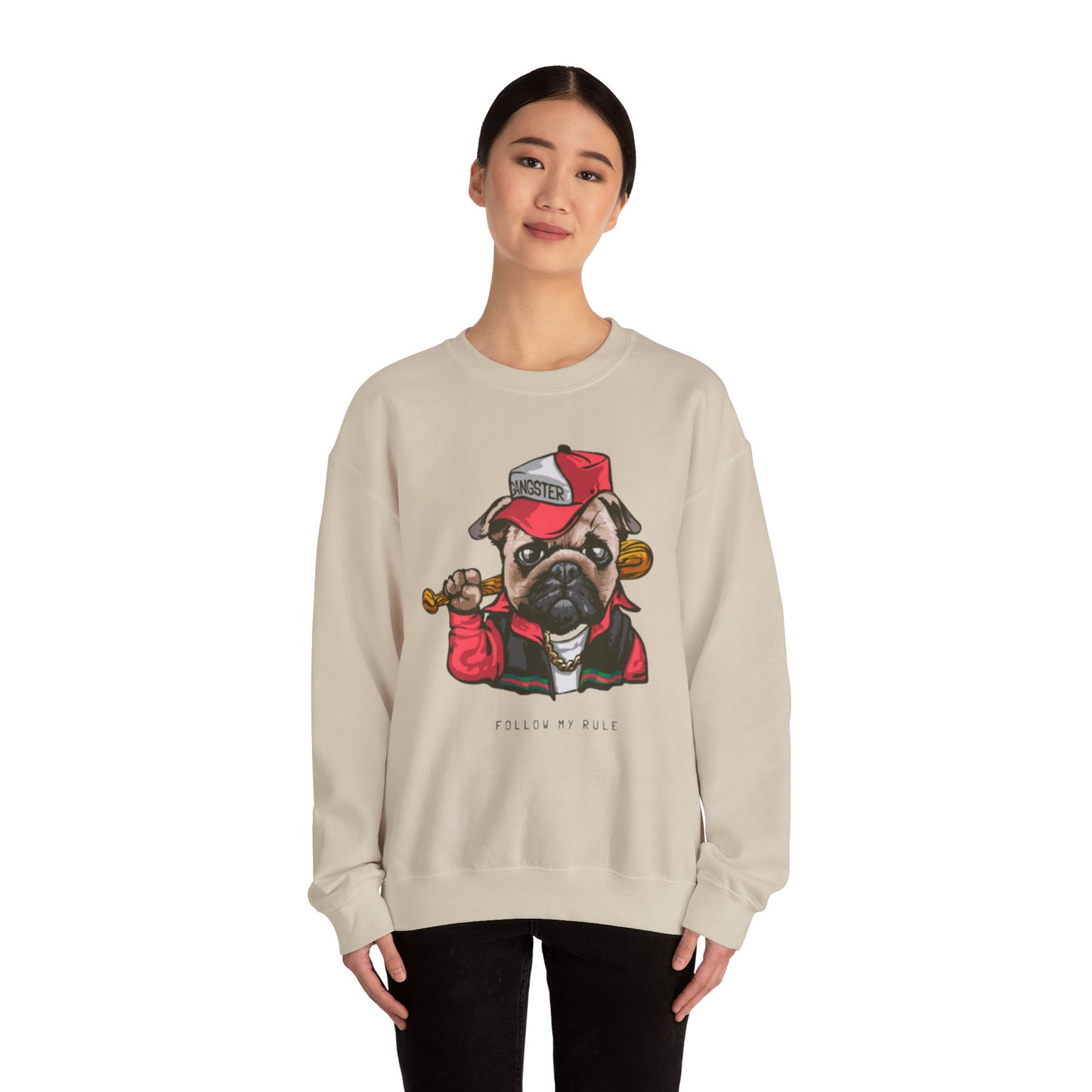 Gangster Pug Graphic Sweater | Eco-Limited