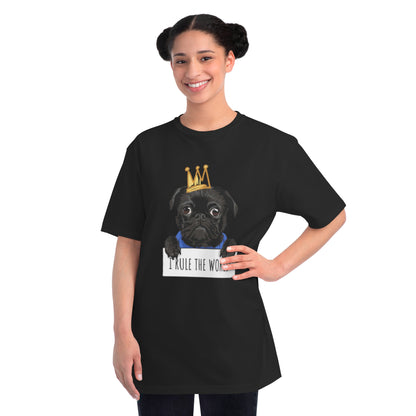 “I Rule the World” Crowned Dog Graphic Tee|Eco-Friendly