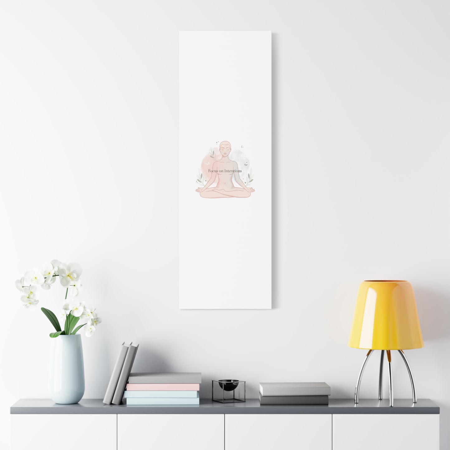 Focus on Intentions Canvas | Gentle Wellness Wall Art, Pastel Gradient Meditation Print