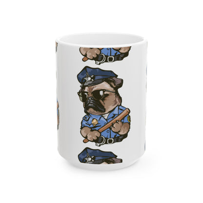 Cute Cop Dog Ceramic Coffee Cup (11oz & 15oz)