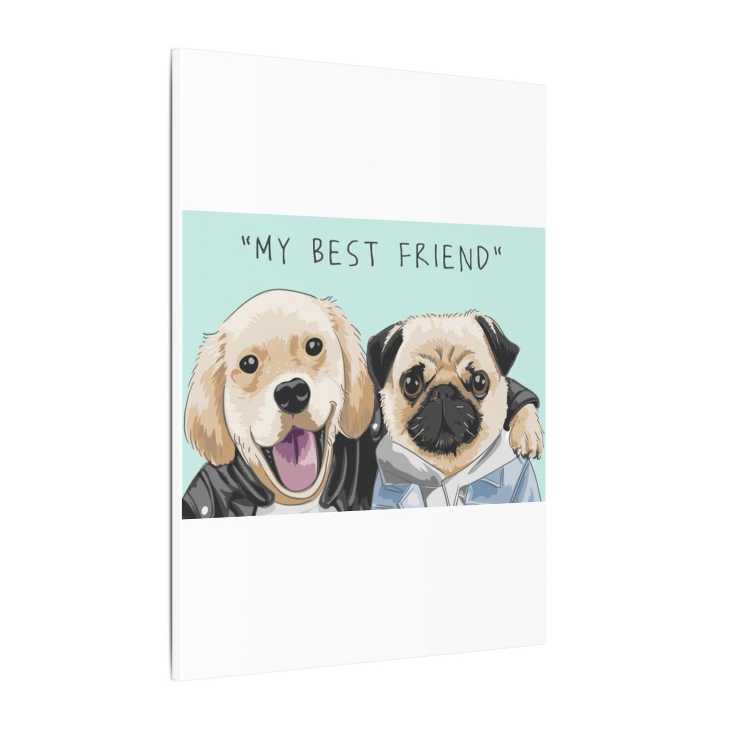 Cute Pug & Puppy Matte Stretched Print
