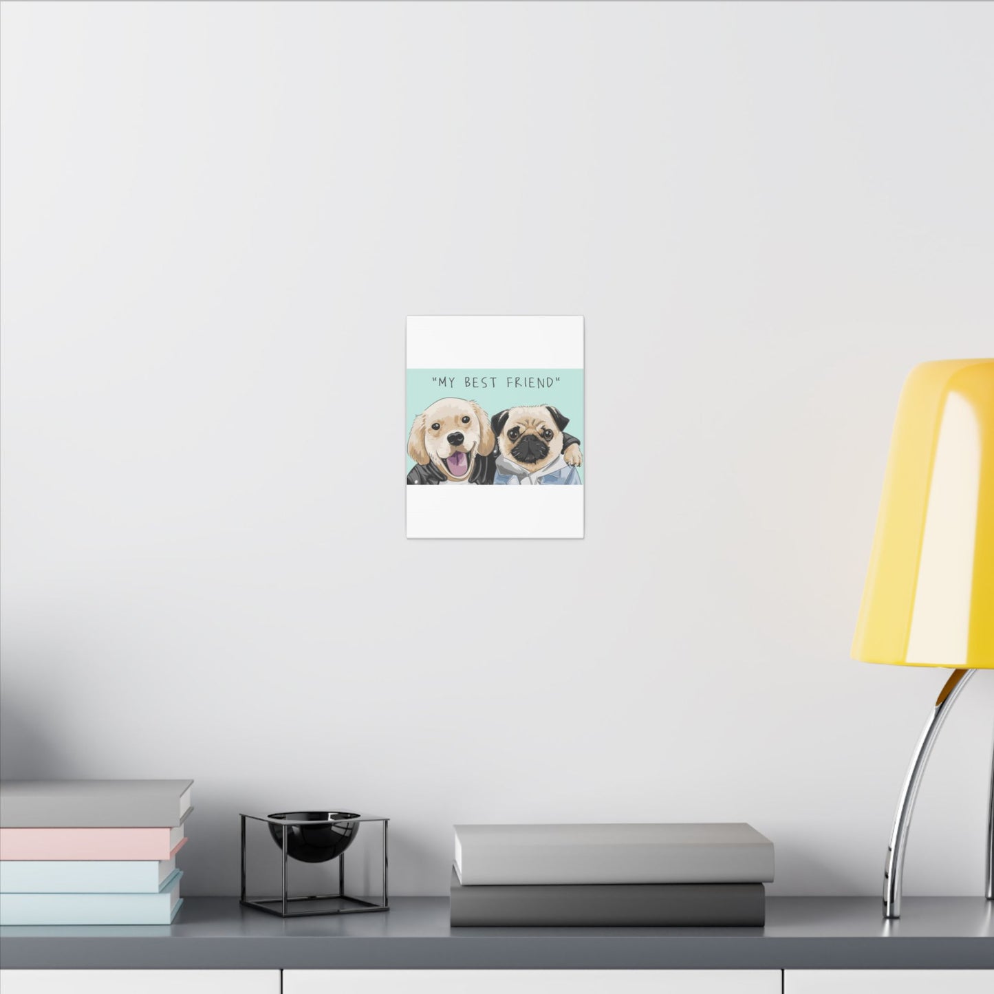Cute Pug & Puppy Matte Stretched Print