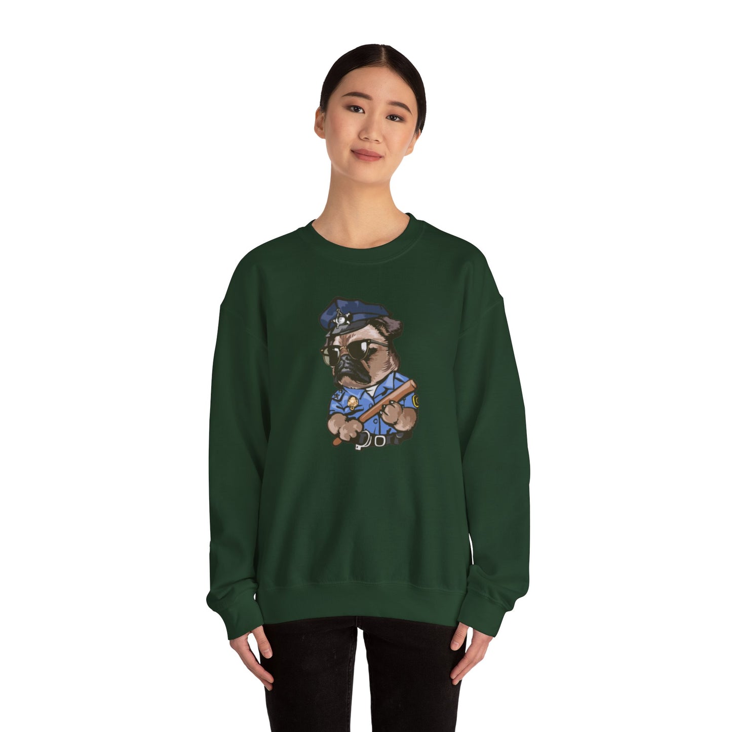 Police Pug Graphic Crewneck Sweatshirt|Eco-Friendly - Limited