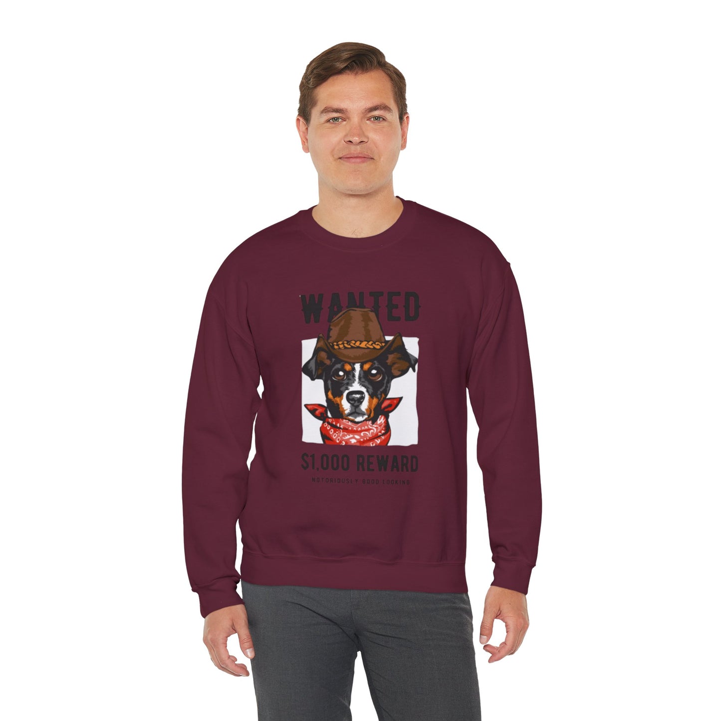 Wanted Cowboy Dog Art Sweatshirt | Eco-Limited