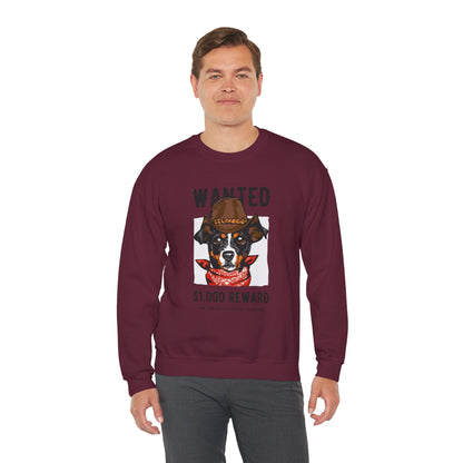 Wanted Cowboy Dog Art Sweatshirt | Eco-Limited